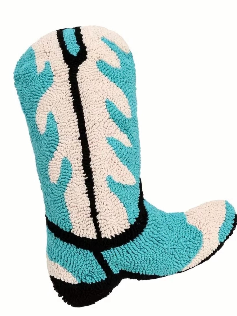 NWOT Blue & Cream Textured Cowboy Boot Pillow